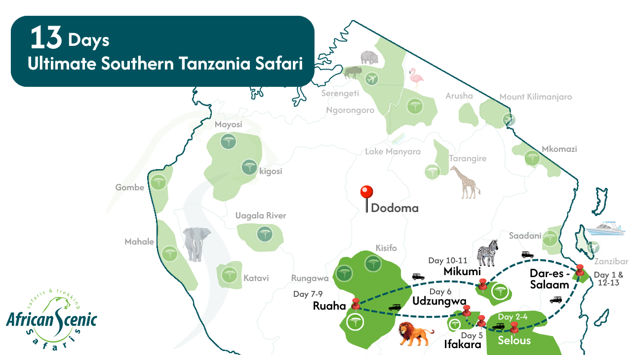 13 Days Ultimate Southern Tanzania Safari