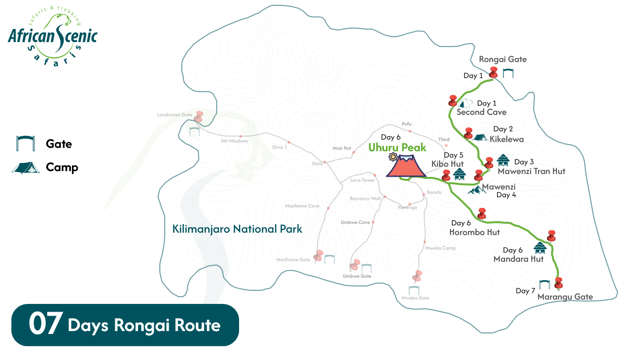 Rongai Route Map