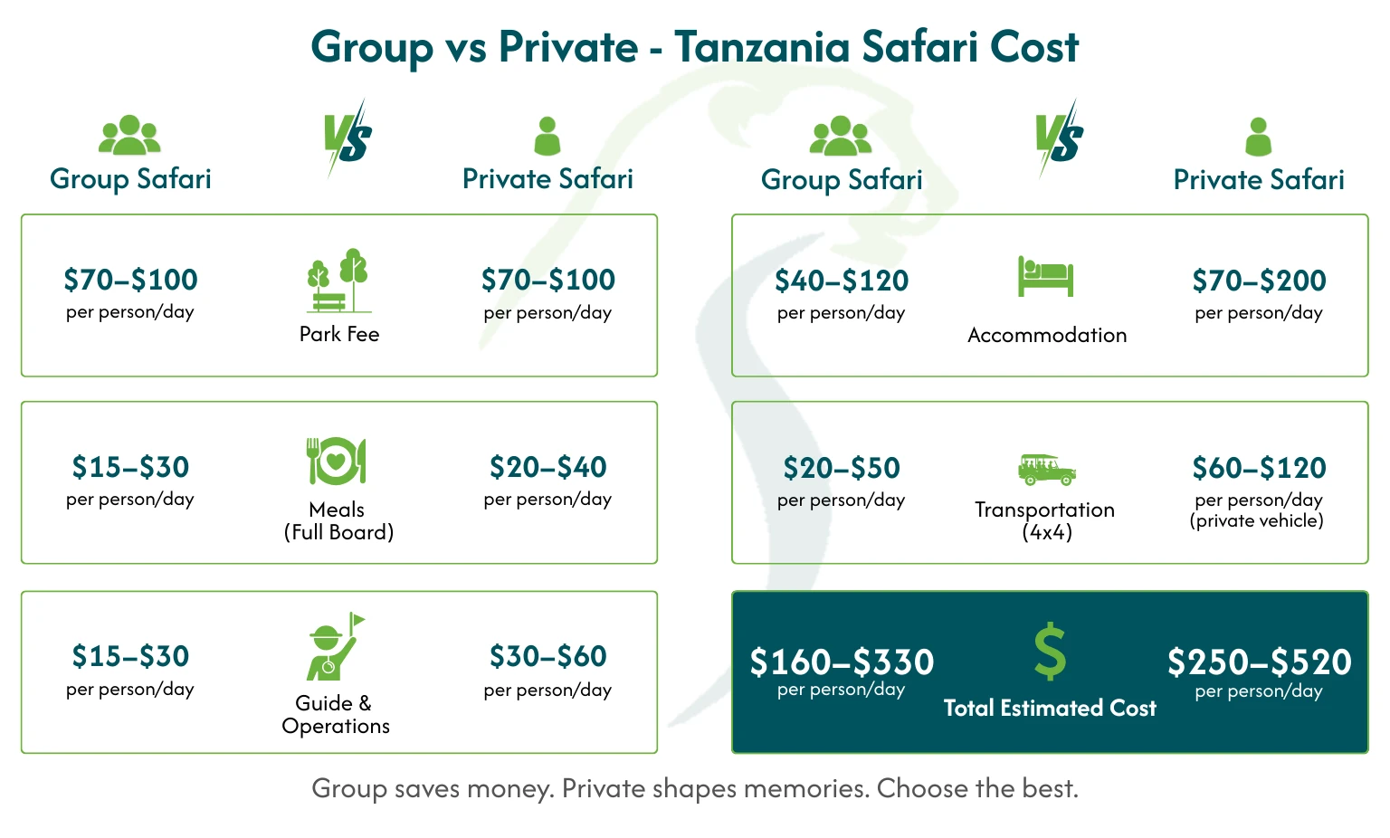 Tanzania Group Safari Vs Private Safari Cost