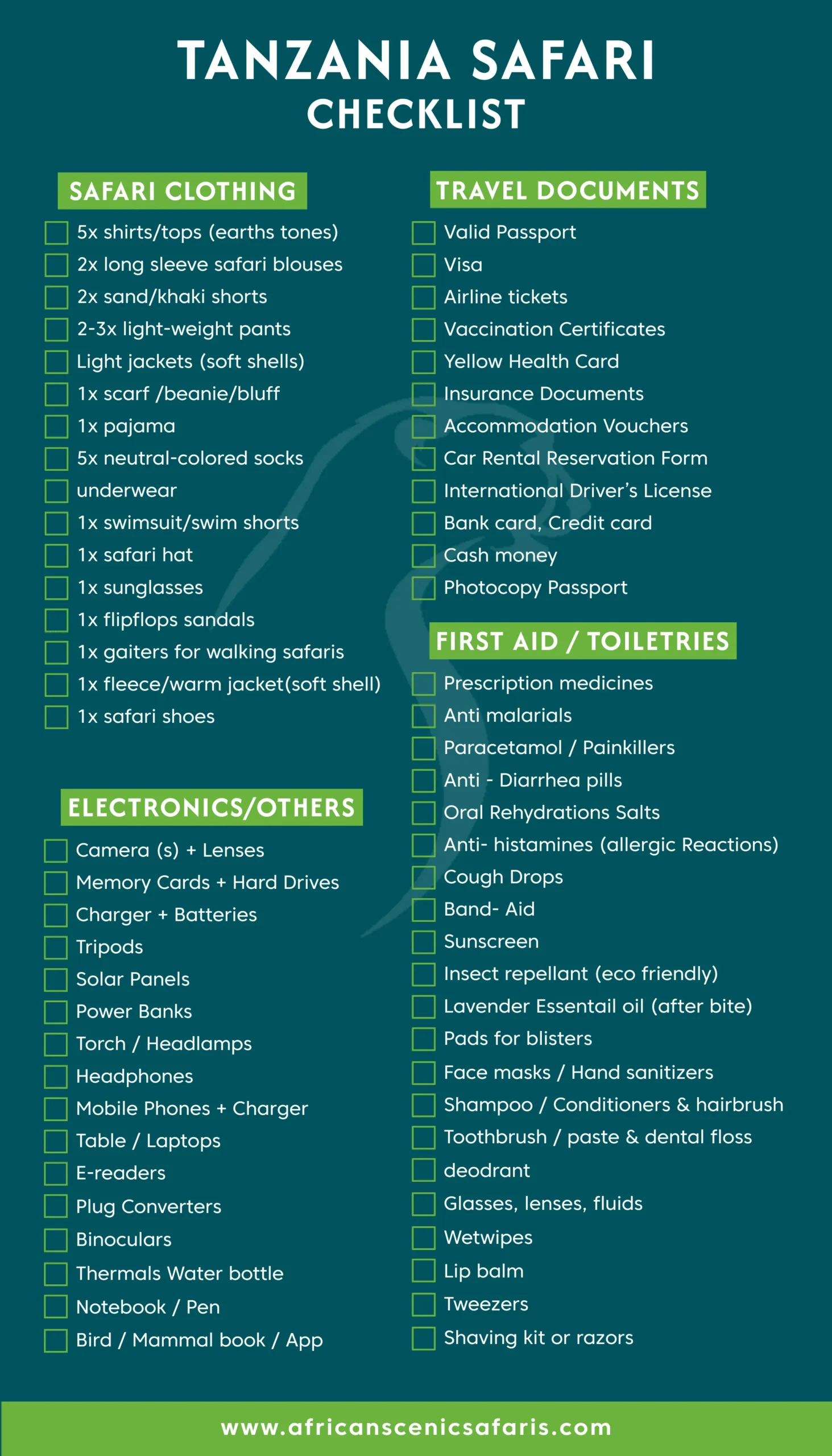 Safari Packing List Tanzania Safari Packing List Tanzania