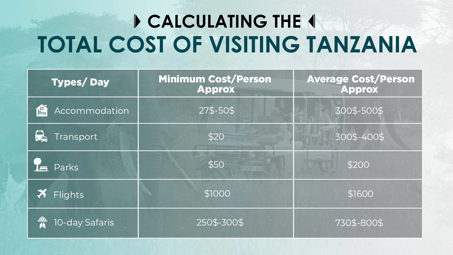 Total Cost To Visit Tanzania